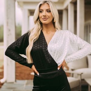 Colorblock Surplice Bodysuit